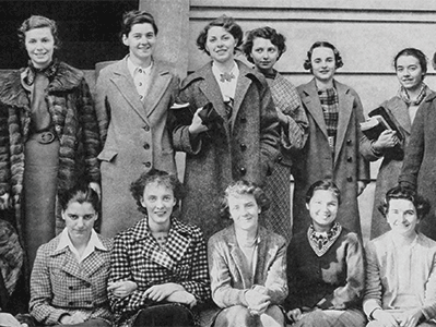Historical photograph of Italian Studies students.