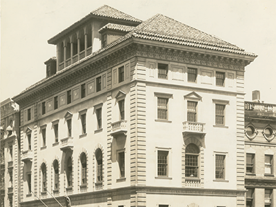 Sepia tone image of the Casa Italiana in the 1920s