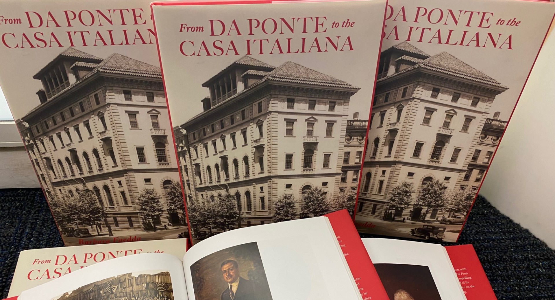 Cover and interior pages of the companion book about the history of Italian studies at Columbia University