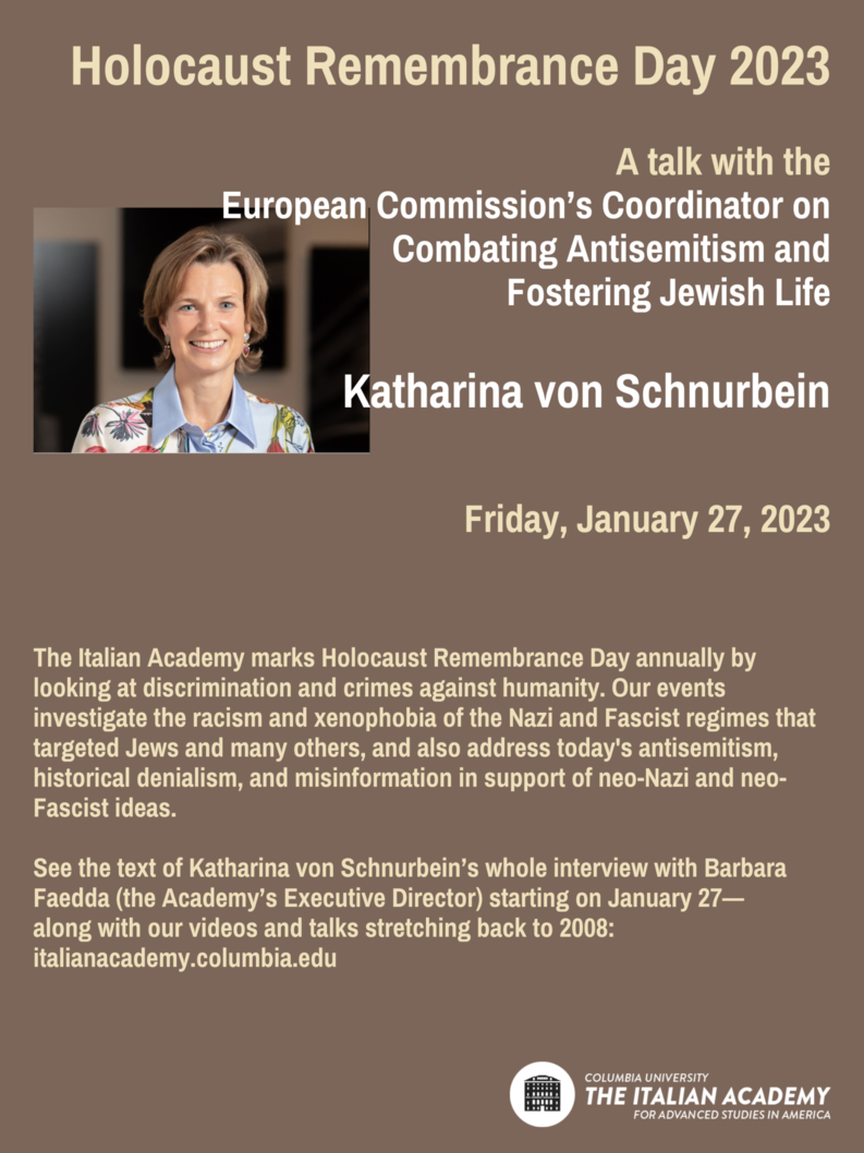 Katharina von Schnurbein — Interview with Barbara Faedda; Holocaust Remembrance Day 2023