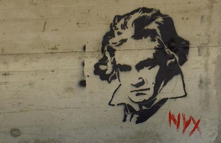 Graffiti-styled portrait of Beethoven
