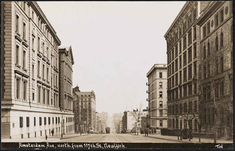 Thaddeus Wilkerson, photographer, The Museum of the City of New York. Photograph of Amsterdam Avenue, north from 117th Street, near Columbia University.