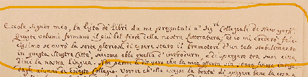 Excerpt of a letter from Lorenzo Da Ponte to Clement Clarke Moore; March 27, 1819.