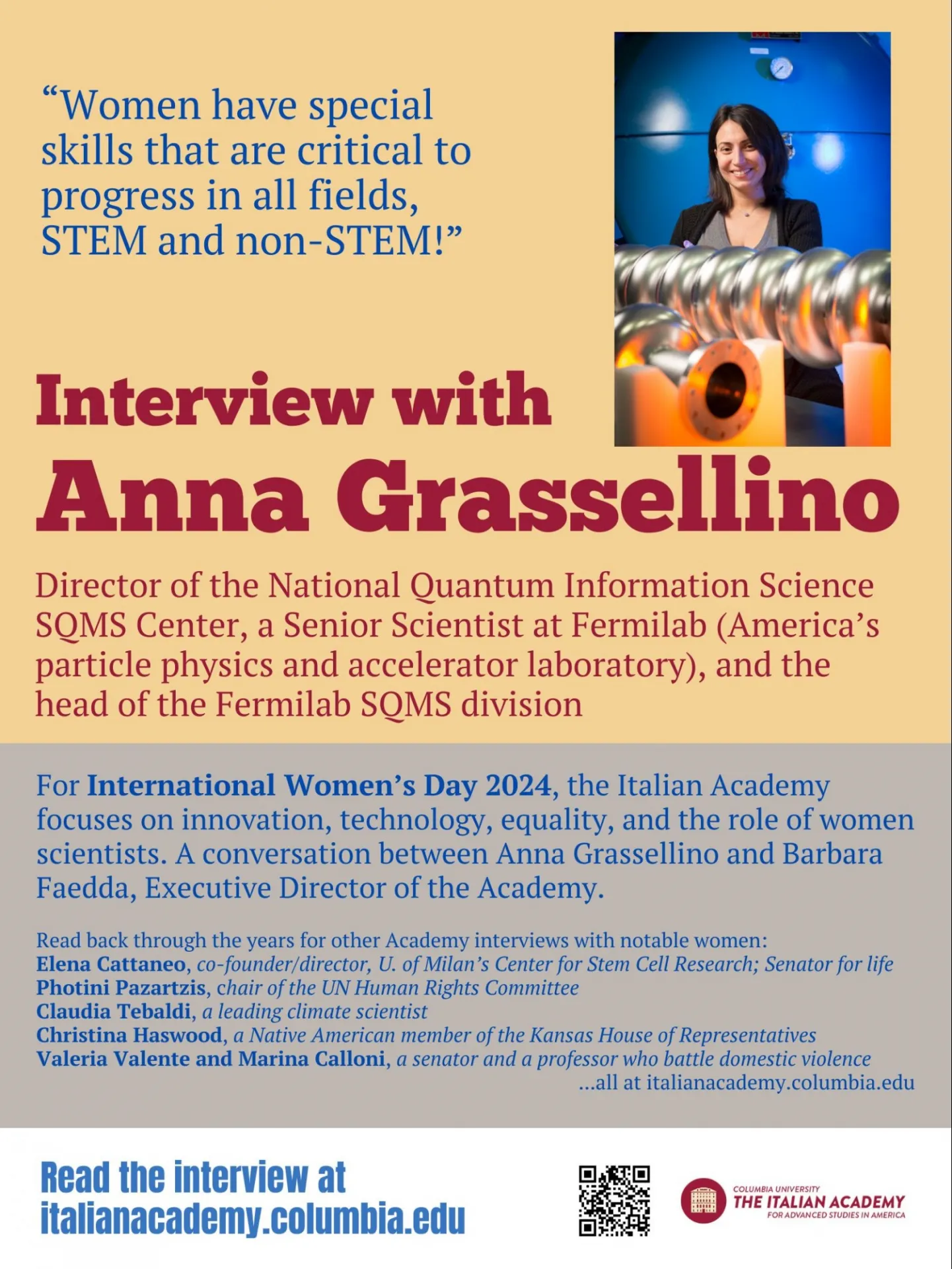 International Women’s Day 2024: Interview with Anna Grassellino Poster
