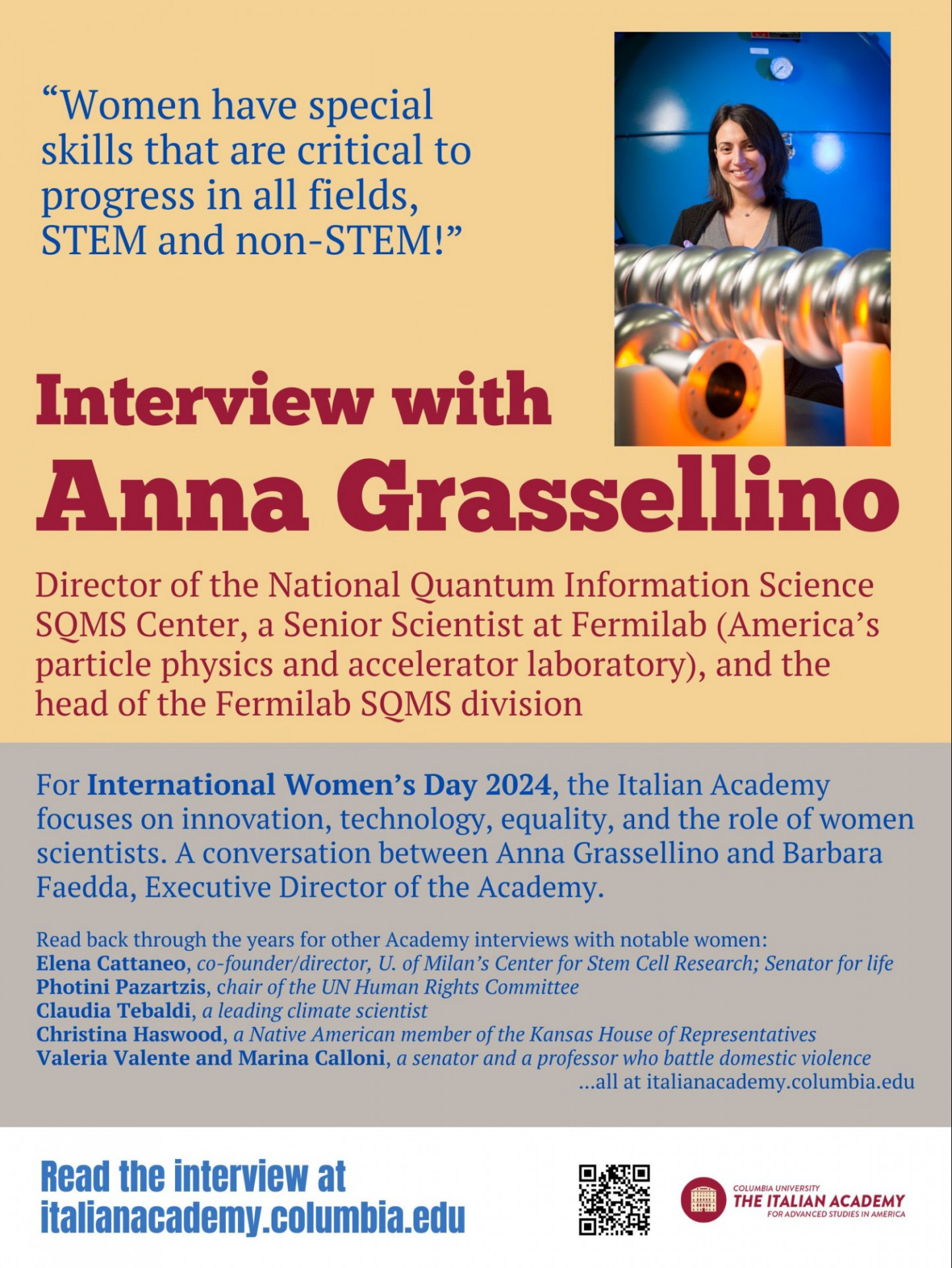 International Women’s Day 2024: Interview with Anna Grassellino Poster