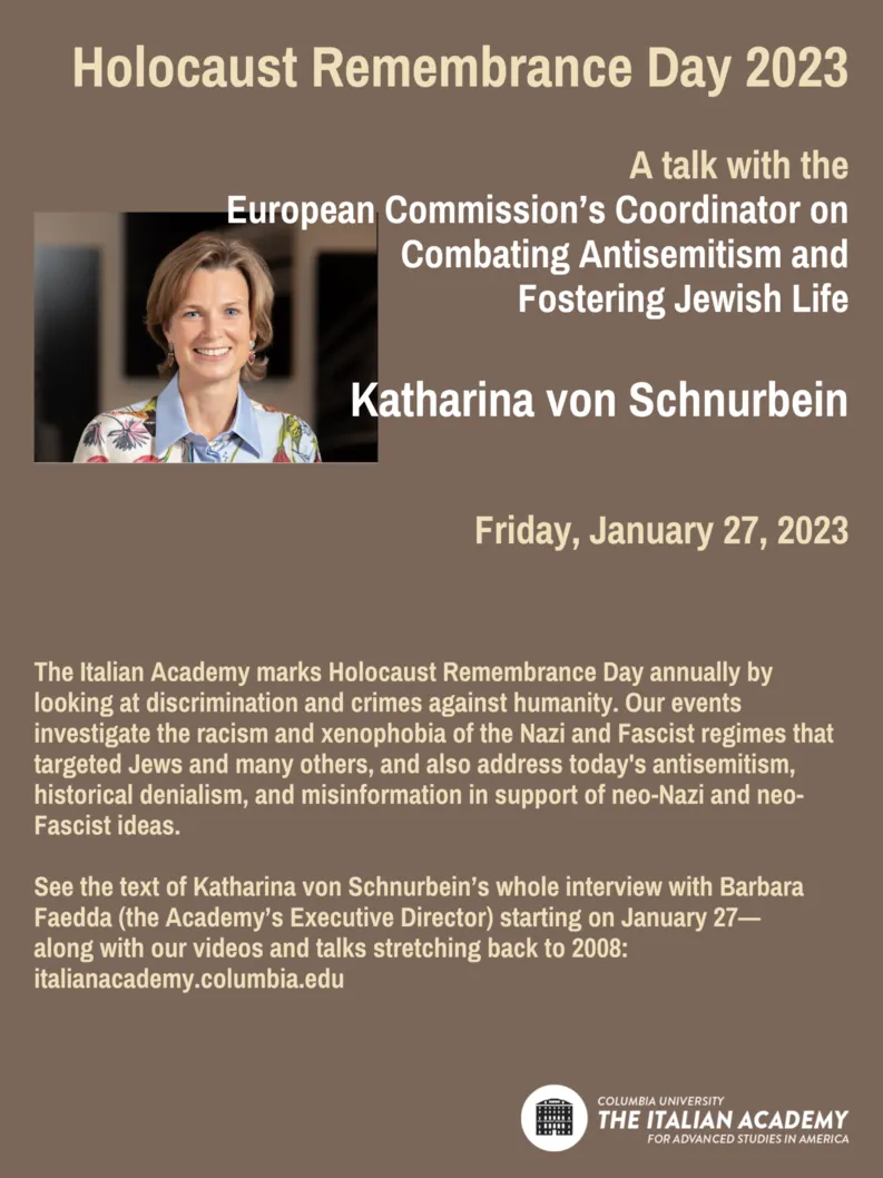 Katharina von Schnurbein — Interview with Barbara Faedda; Holocaust Remembrance Day 2023