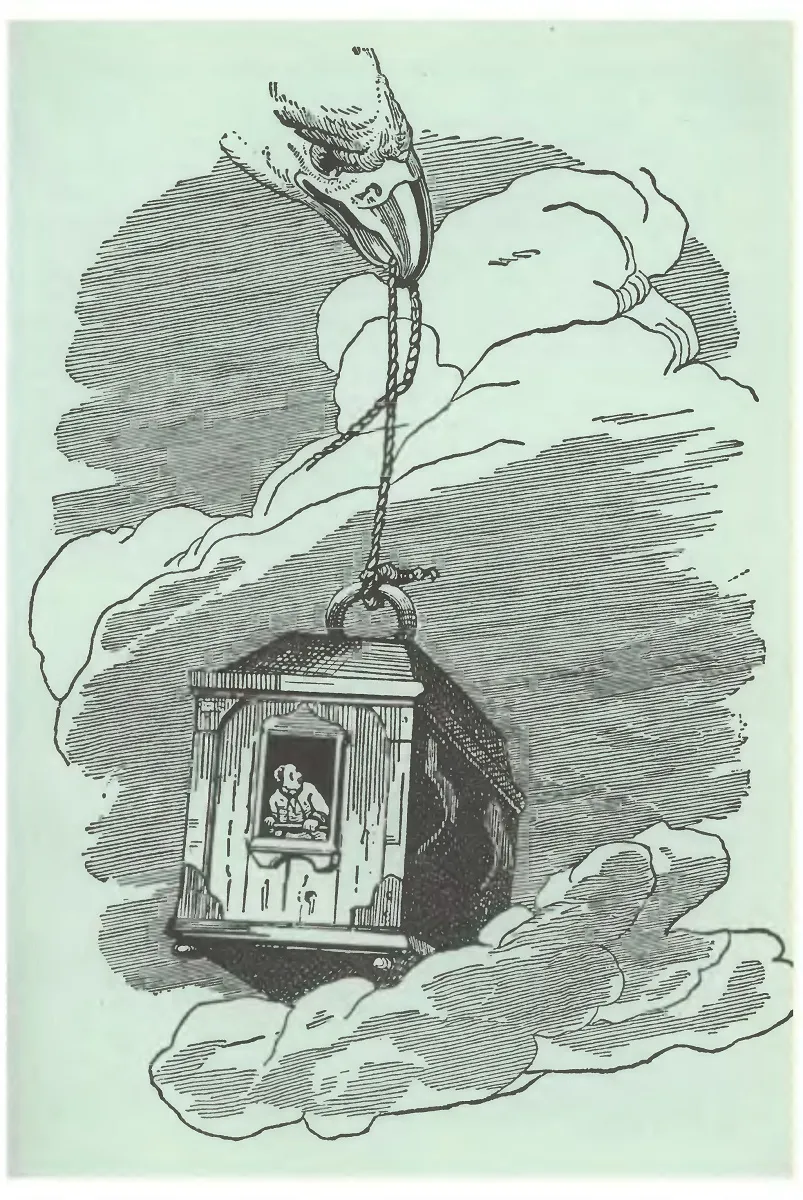 This illustration appears to be titled "It Was at Once Drawn Upwards," created by artist and author Jean de Bosschère for his 1921 fantasy book Weird Islands.