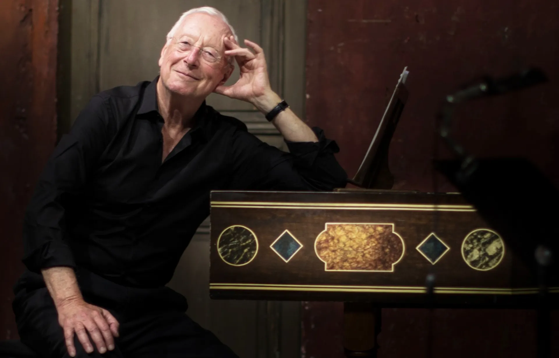 William Christie with harpsichord