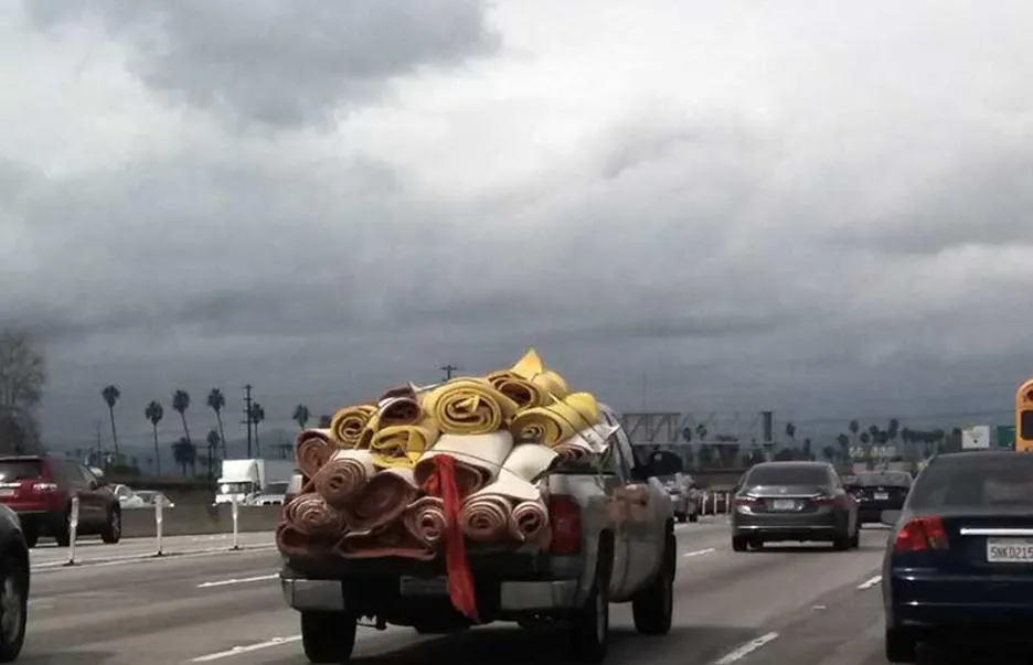 Truck with rugs